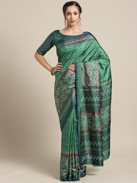 

Saree mall Green & Blue Printed Saree