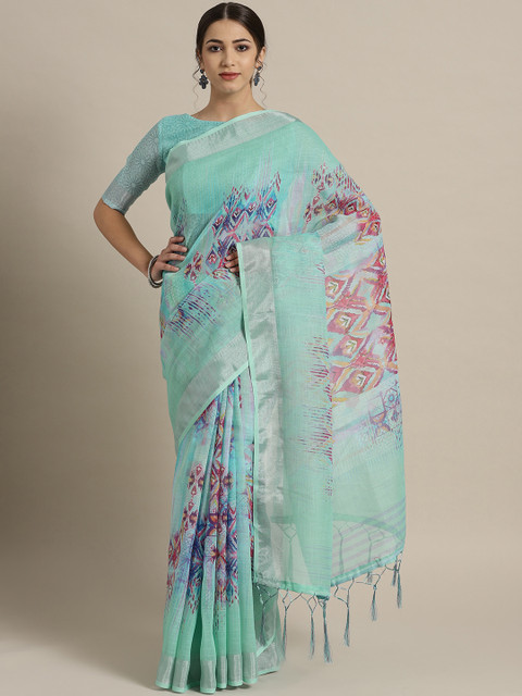 

Saree mall Sea Green & Pink Dyed Saree