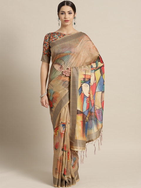 

Saree mall Beige & Yellow Printed Saree