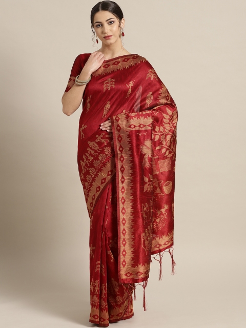 

Saree mall Maroon & Beige Woven Design Saree