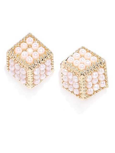 

Bellofox Gold-Toned & White Beaded Geometric Studs