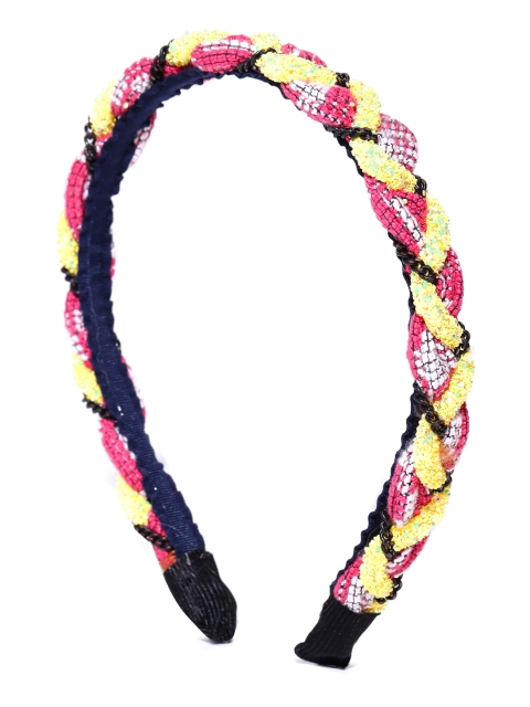 

Bellofox Pink & Yellow Embellished Braided Hairband