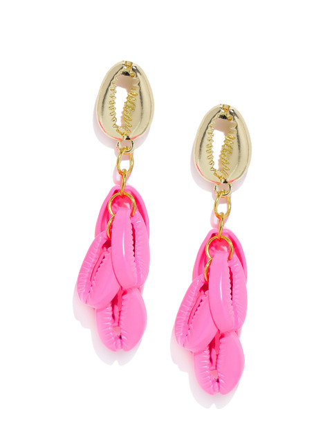 

Bellofox Pink & Gold-Toned Cowry Detail Drop Earrings