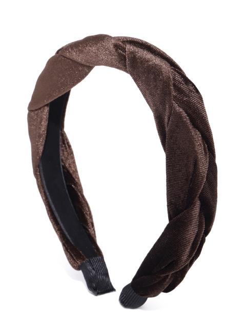 

Bellofox Coffee Brown Braided Velvet Finish Hairband