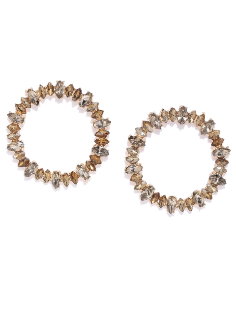 

Bellofox Gold-Toned Stone-Studded Circular Drop Earrings