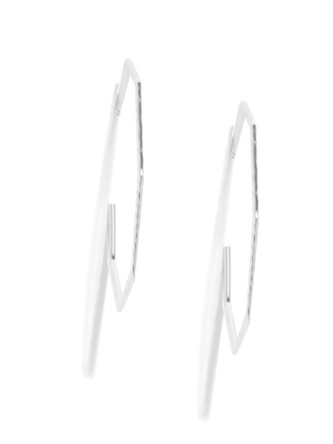 

Bellofox Silver-Toned Textured Geometric Half Hoop Earrings