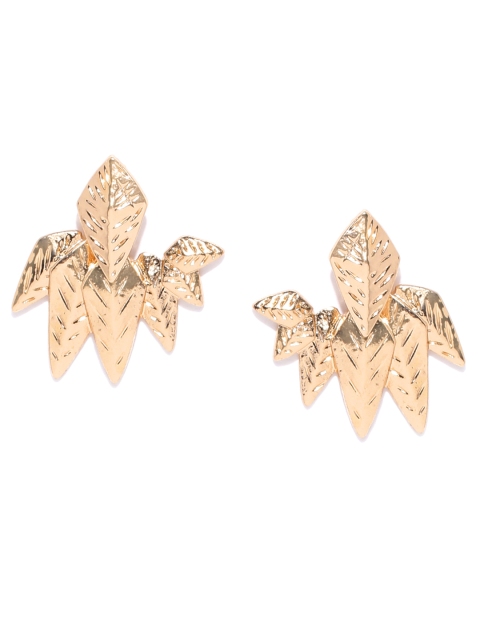 

Bellofox Rose Gold-Toned textured Leaf Shaped Jacket Drop Earrings