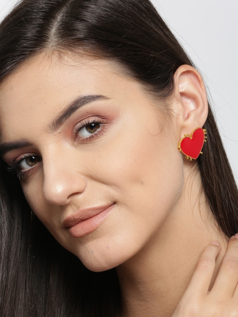 

Bellofox Red & Gold-Toned Enamelled Heart Shaped Studs