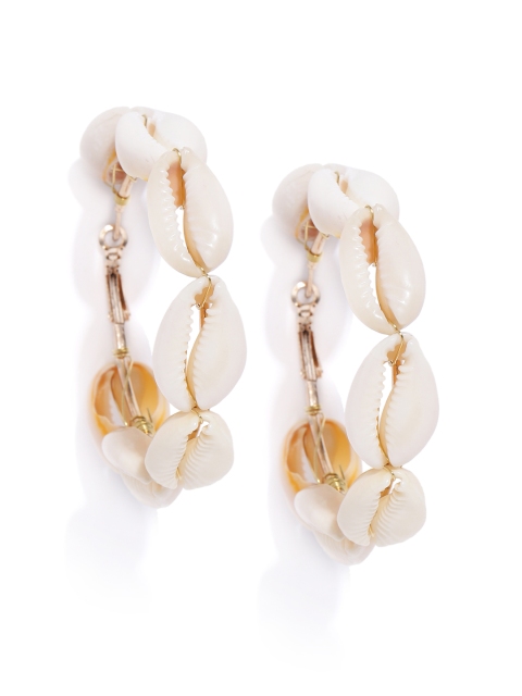 

Bellofox Off-White & Gold-Toned Circular Cowry Hoop Earrings