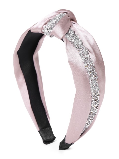 

Bellofox Pink & Silver-Toned Embellished Knot Detail Hairband