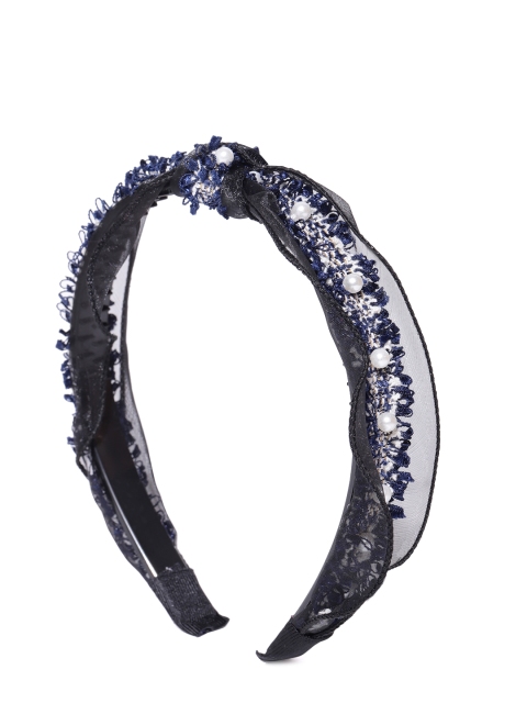 

Bellofox Navy & Black Lace Beaded Hairband, Navy blue