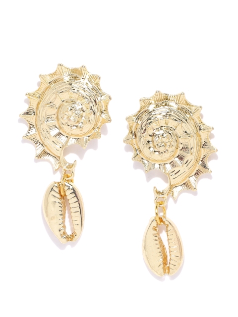 

Bellofox Gold-Toned Textured Contemporary Drop Earrings