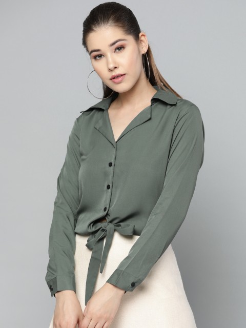 

Trend Arrest Women Green Regular Fit Solid Casual Shirt