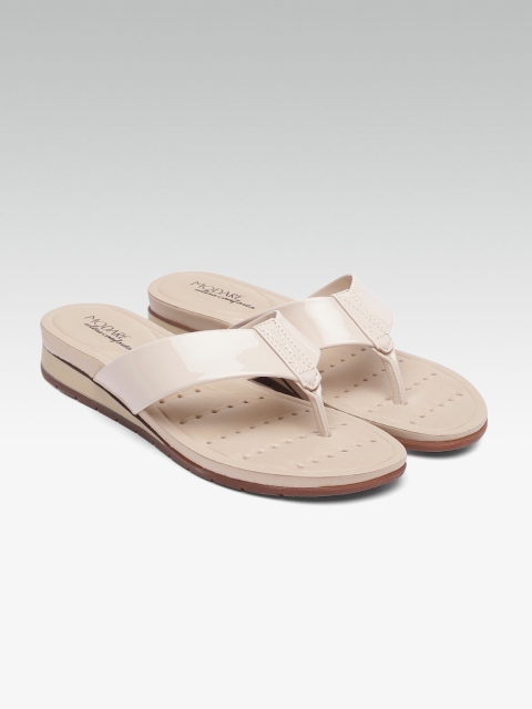 

MODARE Women Cream-Coloured Solid Open Toe Flats