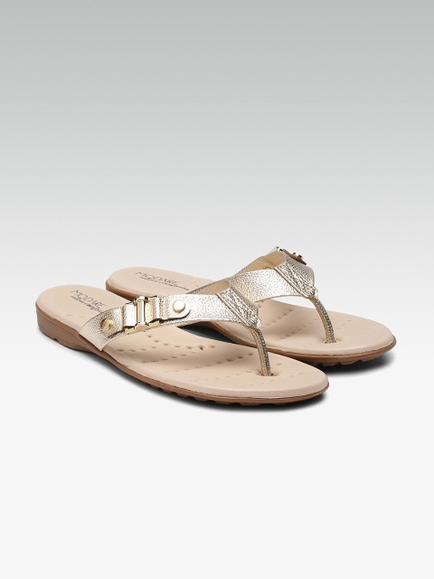 

MODARE Women Gold-Toned Solid Open Toe Flats