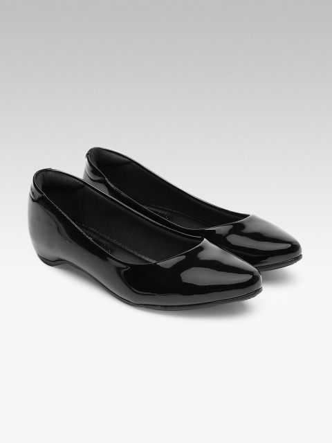 

MODARE Women Black Solid Synthetic Patent Ballerinas
