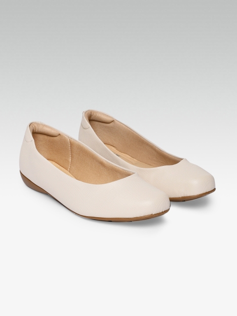 

MODARE Women Cream-Coloured Textured Ballerinas