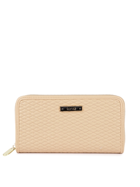 

ToniQ Women Beige Textured Zip Around Wallet