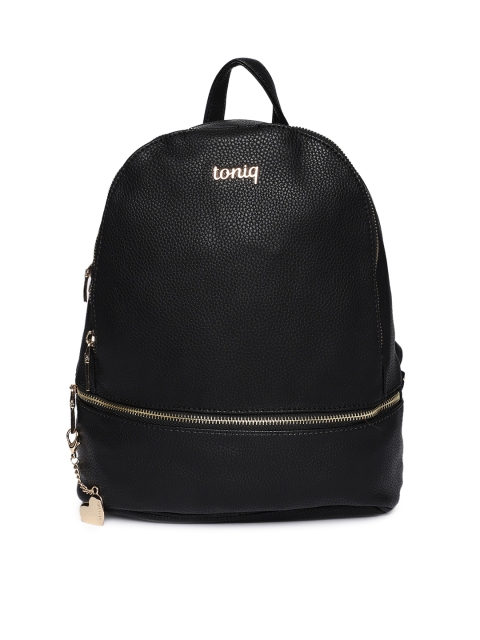 

ToniQ Women Black Textured Backpack