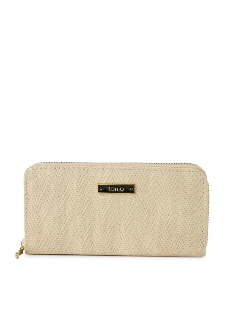 

ToniQ Women Cream-Coloured Textured Zip Around Wallet