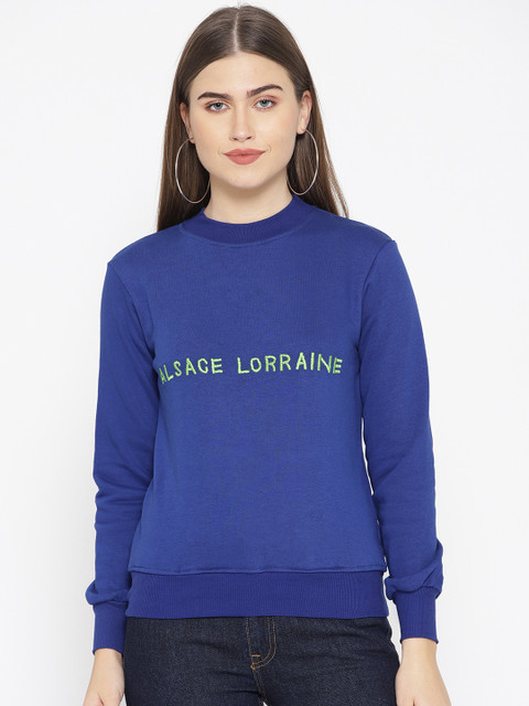 

Alsace Lorraine Paris Women Blue Embroidered Sweatshirt