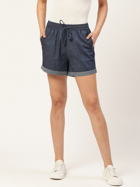 

Xpose Women Navy Blue Solid Slim Fit Denim Shorts