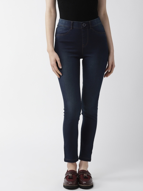 

Xpose Women Navy Blue Washed High-Rise Slim Fit Jeggings