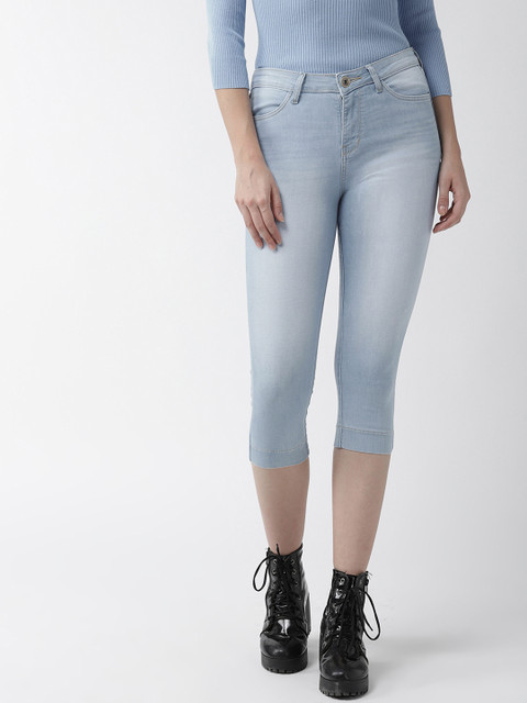 

Xpose Women Blue Solid Skinny Fit Denim Capris
