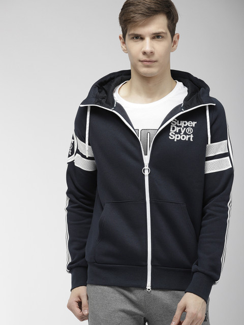 

Superdry Men Navy Blue Solid Hooded Core SportTech Sweatshirt