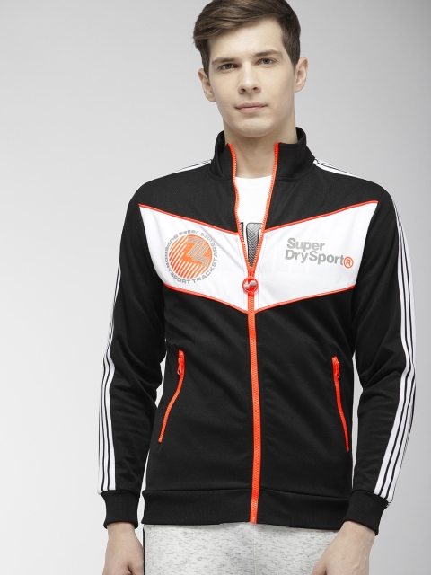 

Superdry Men Black & White Colourblocked CLASSICS TEAM TRICOT TRACK Jacket