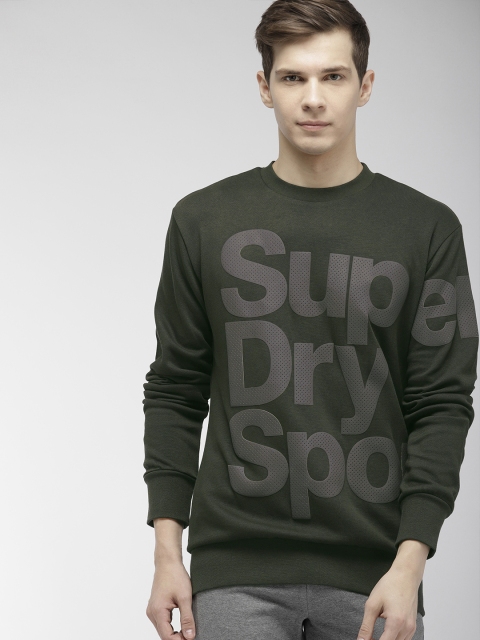 

Superdry Men Olive Green Printed COMBAT CREW Sweatshirt