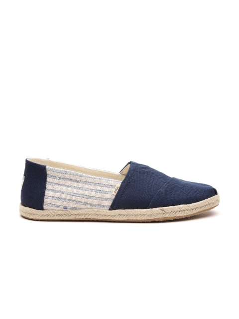 

TOMS Men Navy Blue Solid Espadrilles with Striped Detail