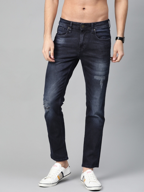 

Roadster Men Navy Blue Slim Tapered Fit Mid-Rise Mildly Distressed Stretchable Jeans