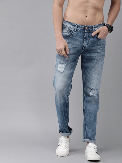 

The Roadster Lifestyle Co Men Blue Slim Tapered Fit Mid-Rise Mildly Distressed Stretchable Jeans