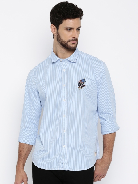 

Ed Hardy Blue & White Striped Casual Shirt