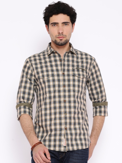 

Ed Hardy Khaki & Navy Blue Checked Casual Shirt