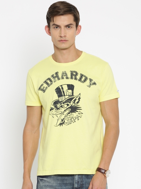 

Ed Hardy Yellow Printed T-shirt