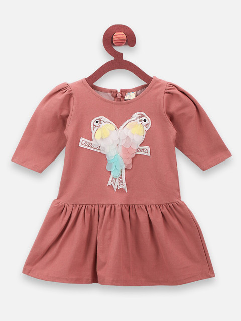 

LilPicks Girls Pink Solid Fit and Flare Dress