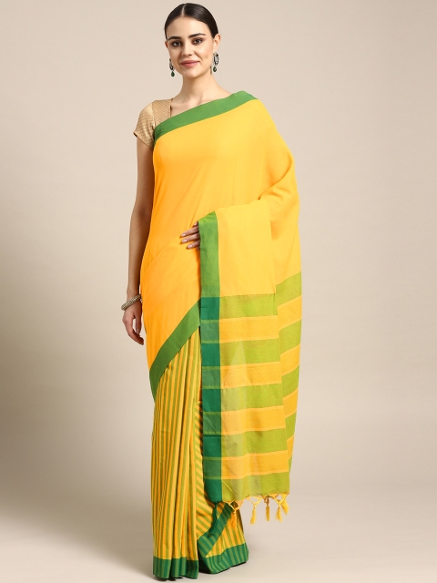 

Rajesh Silk Mills Yellow & Green Striped Saree