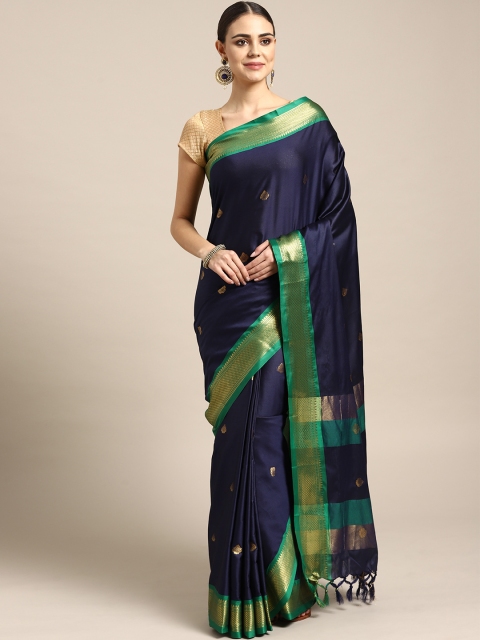 

Rajesh Silk Mills Navy Blue & Golden Woven Design Saree