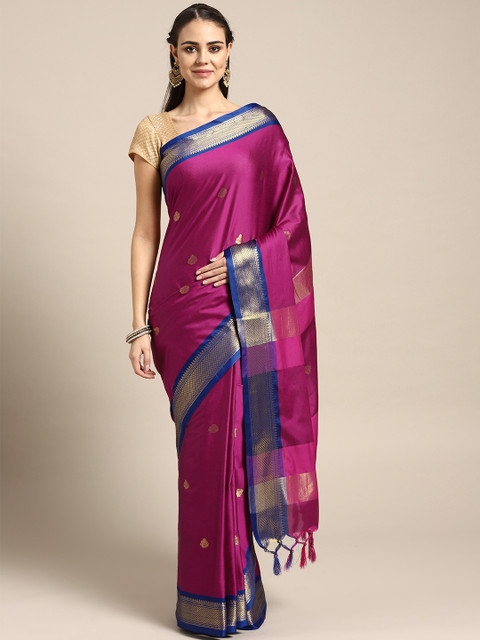 

Rajesh Silk Mills Pink & Golden Silk Woven Design Saree