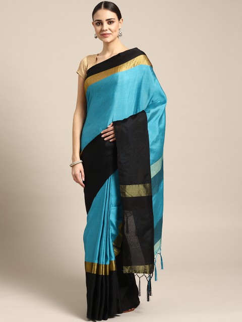 

Rajesh Silk Mills Blue & Black Solid Saree