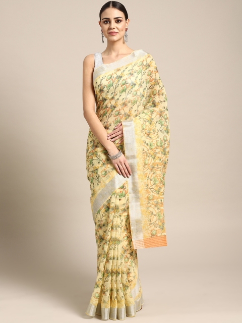 

KALINI Yellow & Green Printed Saree