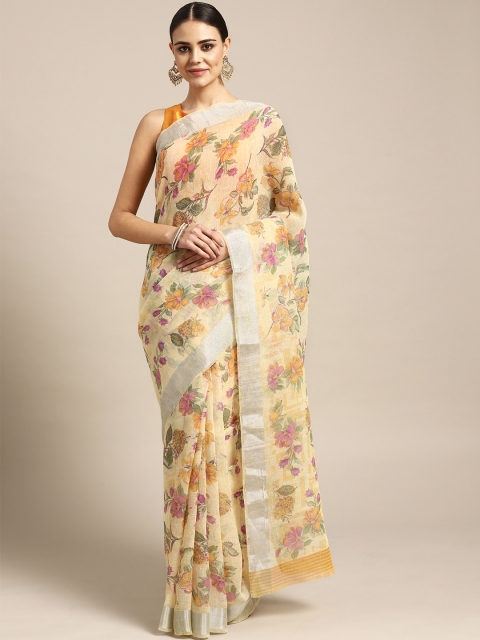 

Rajesh Silk Mills Yellow & Green Printed Saree