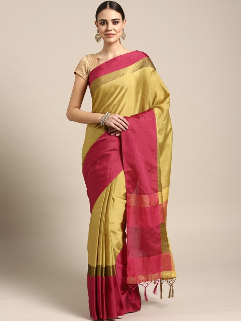 

Rajesh Silk Mills Mustard Yellow Solid Saree