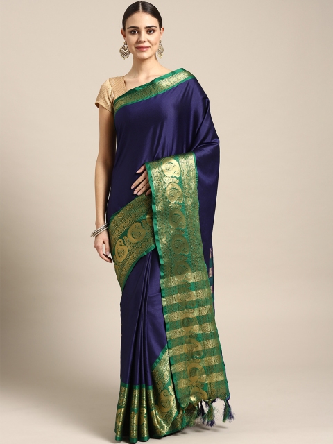 

Mitera Blue Solid Saree