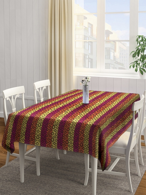 

NEUDIS Pink & Orange Printed Jacquard Flower Cotton 6 Seater Table Cover
