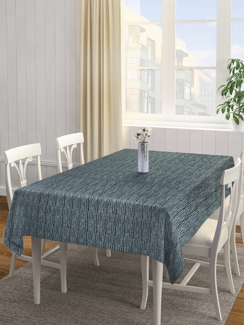 

NEUDIS Navy Blue Printed Jacquard Cotton 6 Seater Table Cover