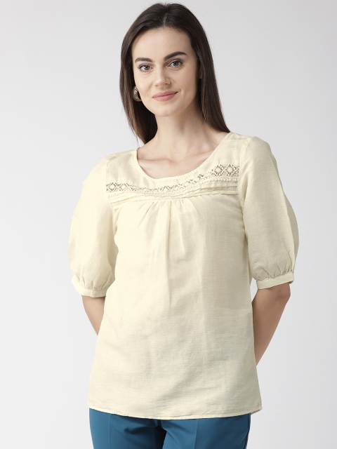 

Marks & Spencer Women Cream-Coloured Solid Regular Top
