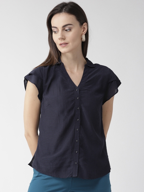 

Marks & Spencer Women Navy Blue Regular Fit Self Striped Casual Shirt